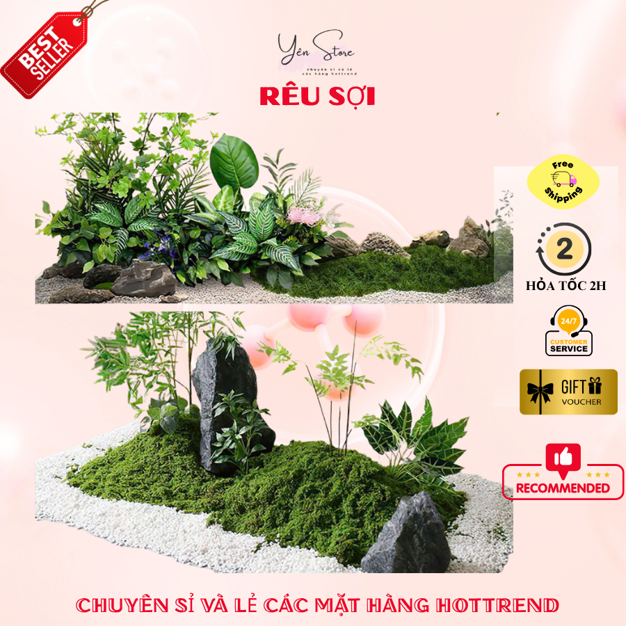 Rêu Sợi Dùng Trang Trí Chậu Hoa, Trang Trí Tiểu Cảnh, Trang Trí Nhà Cửa, Làm Đồ Handmade-Yenstorediy